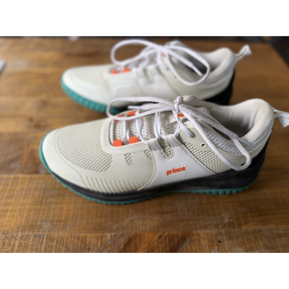 Prince Racquetball /Tennis Shoes Men Size 12 Cream Teal Orange